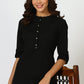 W for Woman Black Mandarin Collar Cotton Blend Straight Kurta
