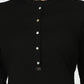 W for Woman Black Mandarin Collar Cotton Blend Straight Kurta