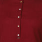 W for Woman Maroon Mandarin Collar Cotton Blend Straight Kurta With W Branding