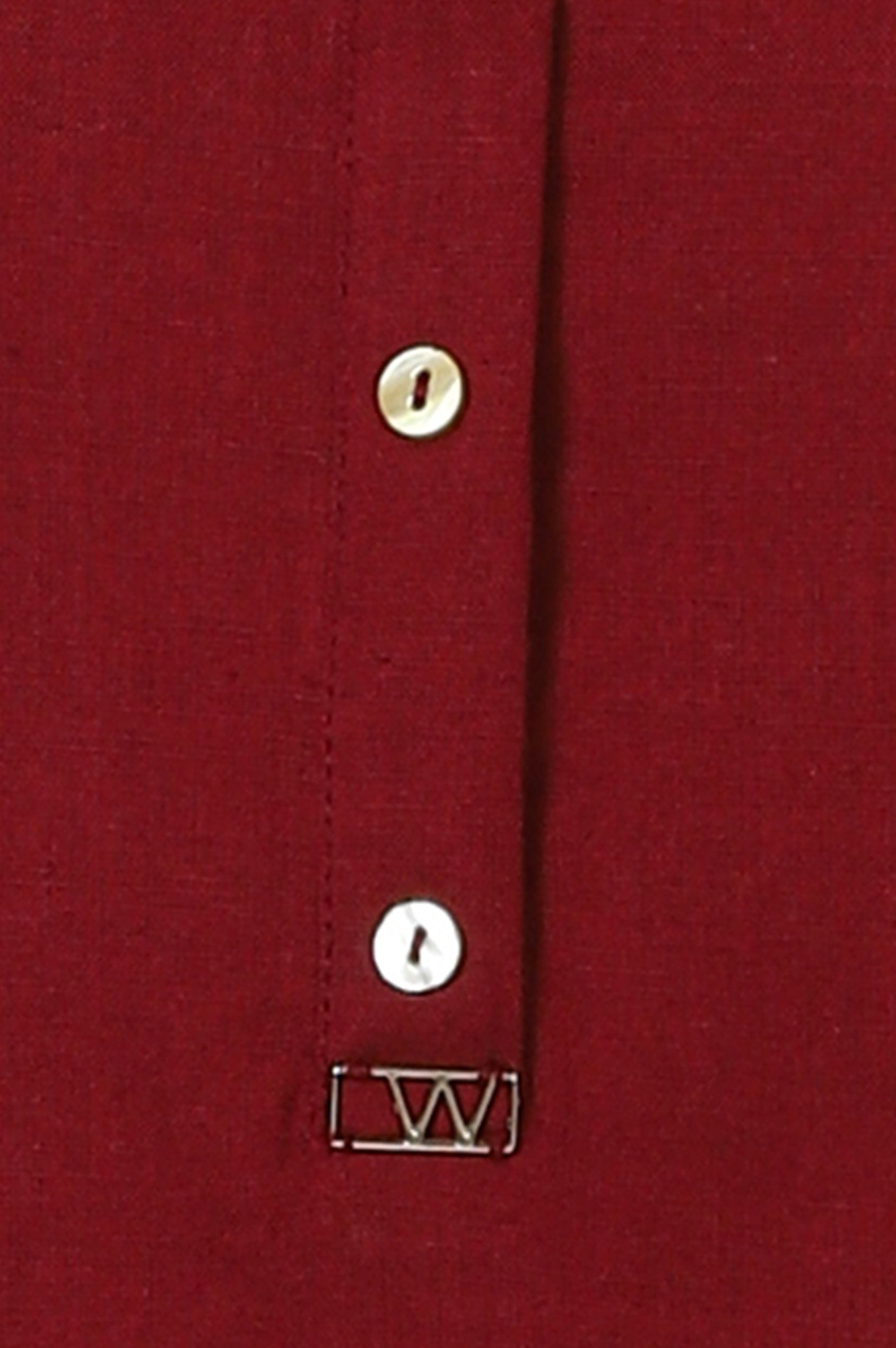 W for Woman Maroon Mandarin Collar Cotton Blend Straight Kurta With W Branding