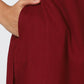 W for Woman Maroon Mandarin Collar Cotton Blend Straight Kurta With W Branding