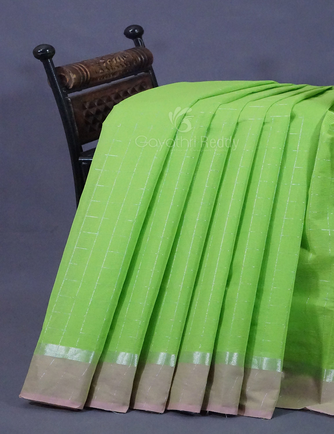Dual Shade of Apple Green And Baby Pink Pure Mangalgiri Cotton By Gayathri Reddy Designer Studio | Swadesiicart