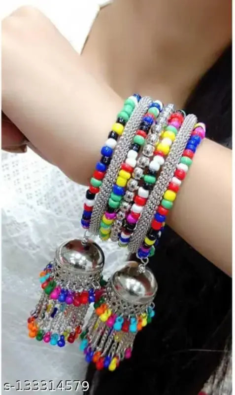 Tehzeeb Creations Women's Multi Colour Oxidised Openable Bangle - Swadesiicart