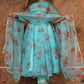 Pomcha Jaipur Blue And Red Floral Organza Anarkali Set | Swadesiicart