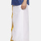 Sethukrishna White Solid Double Layer Readymade Dhoti For Men | Swadesiicart