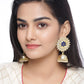 Shoshaa Gold-Polished Navy Blue Kundan-Studded Classic Jhumkas | Swadesiicart