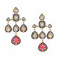 Shoshaa Gold-Polished Balck & Pink Kundan Enamel Drop Earrings | Swadesiicart