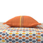 MYTRIDENT Orange White Geometric Cotton 144 TC Queen Bedsheet With 2 Pillow Covers - Swadesiicart