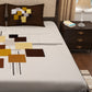 Story@home Cream-Coloured & Brown Abstract 300 TC Cotton 1 King Bedsheet with 2 Pillow Covers - Swadesiicart
