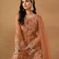 Anaita Brown Embroidered Net Salwar Suit