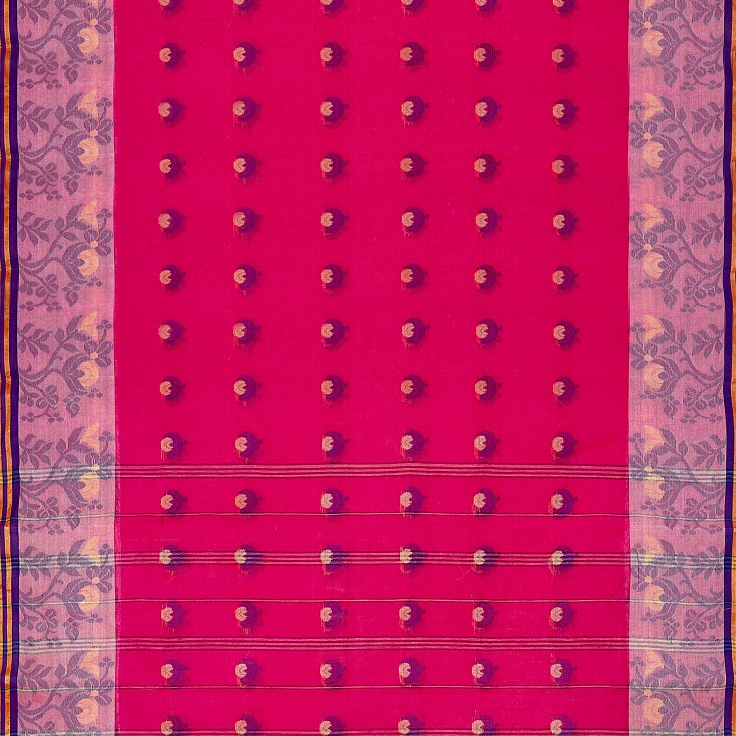 Exclusive Collection 100% Pure Cotton Pink Tant Saree With Hand Weaving Work - Swadesiicart
