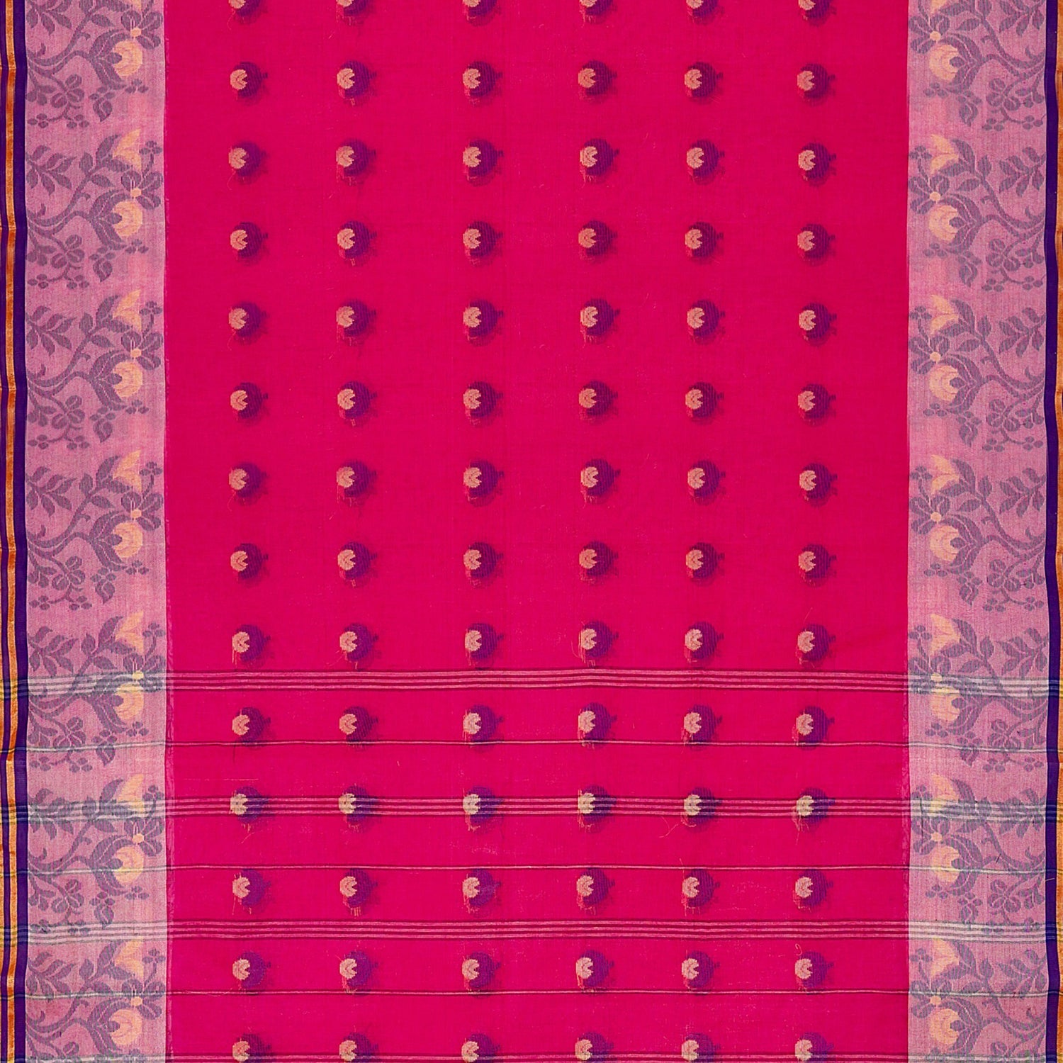 Exclusive Collection 100% Pure Cotton Pink Tant Saree With Hand Weaving Work - Swadesiicart