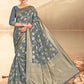 Vardha Steel Grey Woven Banarasi Saree | Swadesiicart