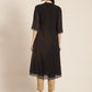 Juniper Womens Black Georgette Printed Pintucks A-Line Kurta | Swadesiicart
