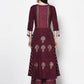 Aniyah Rayon Wine Color Block Print Anarkali Kurta (AN-172K)