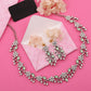 Tehzeeb Creations Silver Pleated White Diamond With Sea Green Beads Necklace Set - Swadesiicart