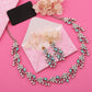 Tehzeeb Creations Silver Pleated White Diamond With Sky Blue Beads Necklace Set - Swadesiicart