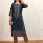 Vishudh Women Navy Blue Printed A-Line Kurta - Swadesiicart