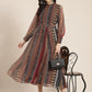 Juniper Womens Black Chiffon Printed Dress With Beautiful Belt | Swadesiicart