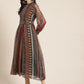 Juniper Womens Black Chiffon Printed Dress With Beautiful Belt | Swadesiicart