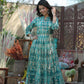 Juniper Women's Teal Rayon Printed Flared Dress | Swadesiicart
