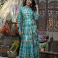 Juniper Women's Teal Rayon Printed Flared Dress | Swadesiicart