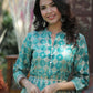 Juniper Women's Teal Rayon Printed Flared Dress | Swadesiicart