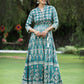 Juniper Women's Teal Rayon Printed Flared Dress | Swadesiicart