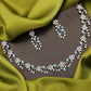 Tehzeeb Creations Silver Pleated White Diamond With Sky Blue Beads Necklace Set - Swadesiicart