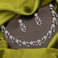 Tehzeeb Creations Silver Pleated White Diamond With White Beads Necklace Set - Swadesiicart