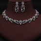 Tehzeeb Creations Silver Pleated White Diamond With White Beads Necklace Set - Swadesiicart