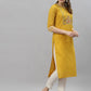 Kalini Women Yellow Floral Embroidered Thread Work Kurta | Swadesiicart