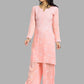 ADA Floral Embroidered Long Sleeves Regular Lucknowi Chikankari Kurta With Palazzos | Swadesiicart