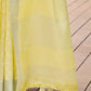 Mitera Yellow & White Floral Embroidered Zari Pure Linen Banarasi Saree | Swadesiicart