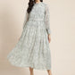Juniper Womens Sagegreen Chiffon Digital Floral Printed Maxi Dress | Swadesiicart