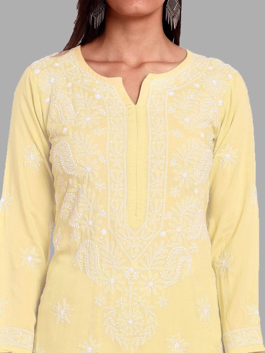 ADA Ethnic Motifs Embroidered Chikankari Straight Kurta with Palazzos | Swadesiicart