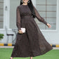 Juniper Womens Black Chiffon Digital Floral Printed Maxi Dress | Swadesiicart