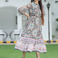 Juniper Womens Black Chiffon Digital Printed Tiered Maxi Dress | Swadesiicart