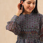 Juniper Womens Black Multi Color Geometric Digital Printed Maxi Dress With Bead Handwork | Swadesiicart
