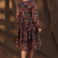 Juniper Women Black Chiffon Printed Flared Dress | Swadesiicart