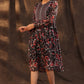 Juniper Women Black Chiffon Printed Flared Dress | Swadesiicart