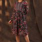 Juniper Women Black Chiffon Printed Flared Dress | Swadesiicart