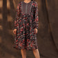Juniper Women Black Chiffon Printed Flared Dress | Swadesiicart
