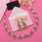 Tehzeeb Creations Silver Pleated White Diamond With Yellow Beads Necklace Set - Swadesiicart