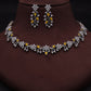 Tehzeeb Creations Silver Pleated White Diamond With Yellow Beads Necklace Set - Swadesiicart