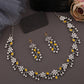 Tehzeeb Creations Silver Pleated White Diamond With Yellow Beads Necklace Set - Swadesiicart