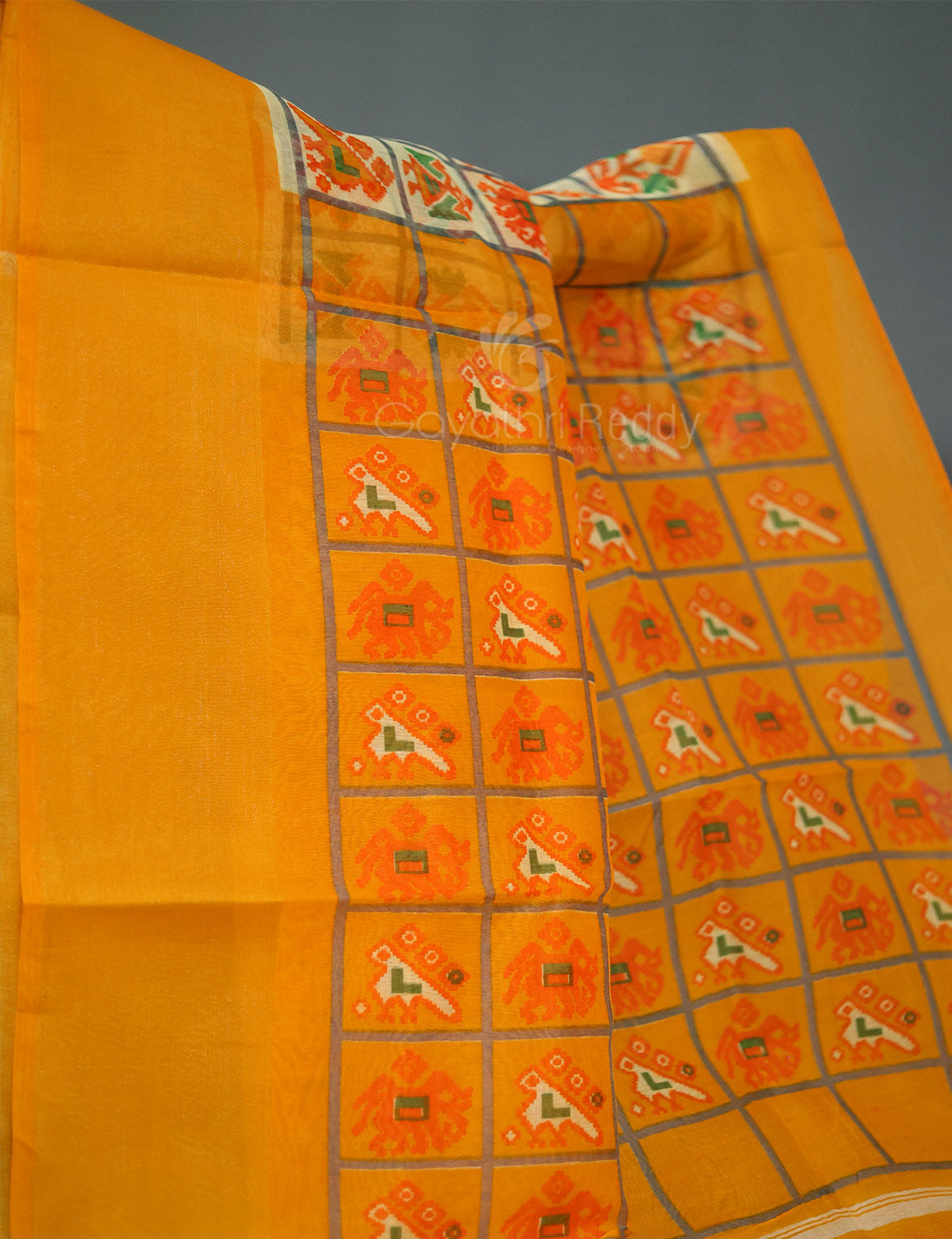 Shades of Cream And Haldi Blouse Patola Print Semi Chanderi Saree By Gayathri Reddy Designer Studio | Swadesiicart