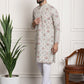 Sojanya Men Beige Printed Cotton Linen Kurta with Churidar | Swadesiicart