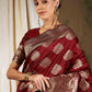 Sangria Maroon Ethnic Motifs Woven Design Zari Banarasi Saree | Swadesiicart