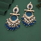 Tehzeeb Creations Latest Blue Colour Gold Polish Kundan & Pearl Studded Designer Drop Long Earrings For Women And Girls Maroon | Swadesiicart